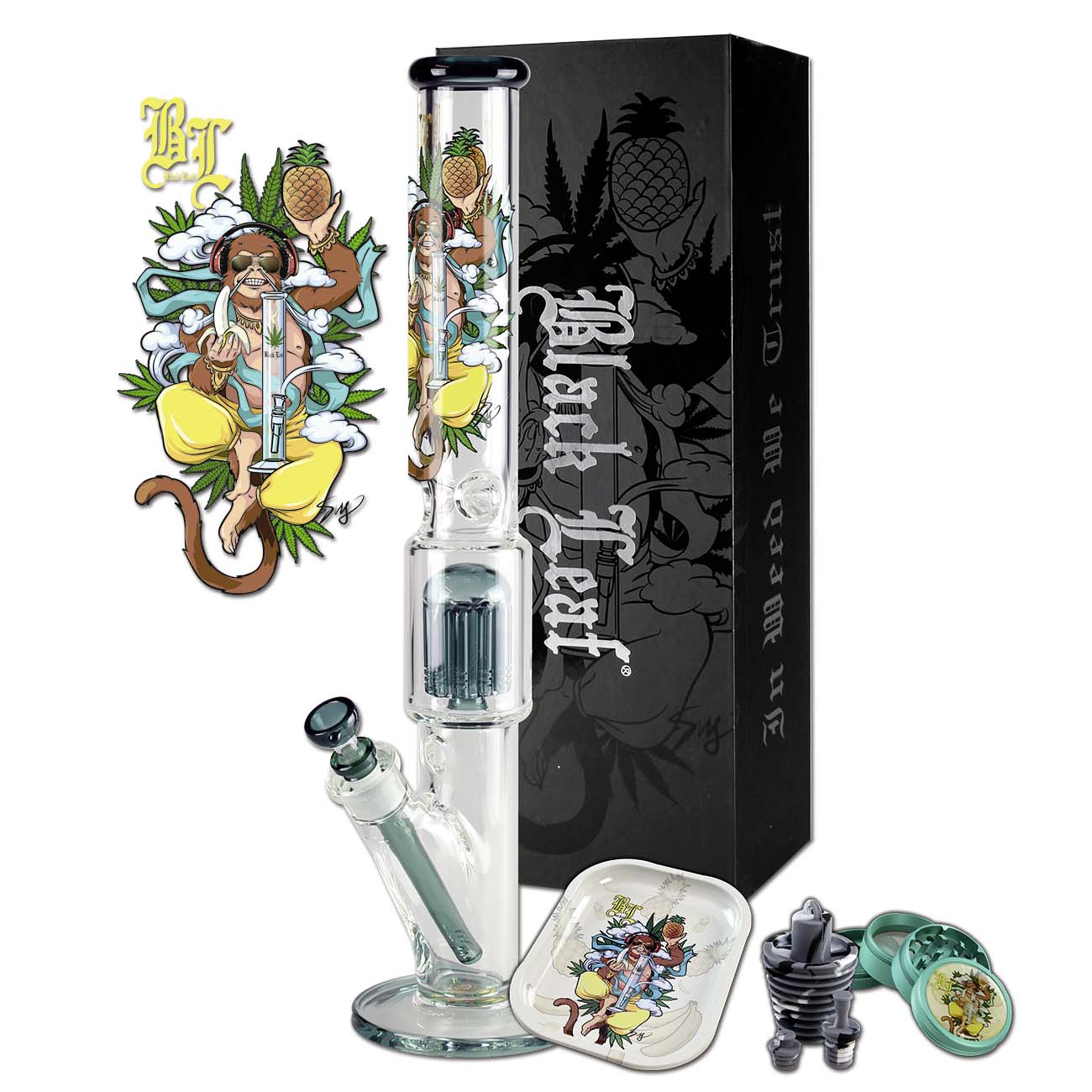 Black Leaf Bong + Accessories Set Hanuman suitcase bong with ice and tree percolator