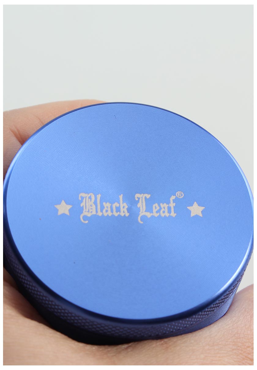 Black Leaf Mandala aluminum grinder 4 pieces. h.blue