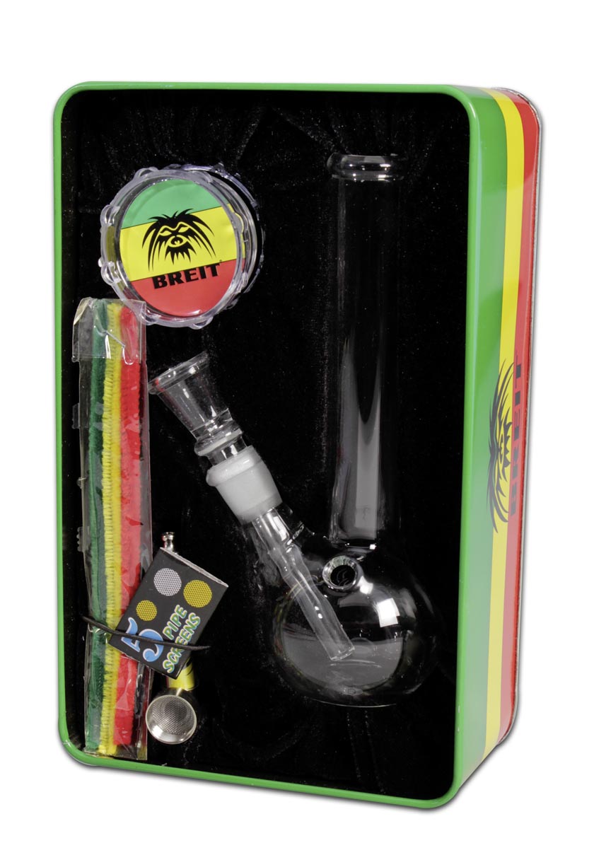 BREIT Minibong Set mit Grinder und Purpfeife