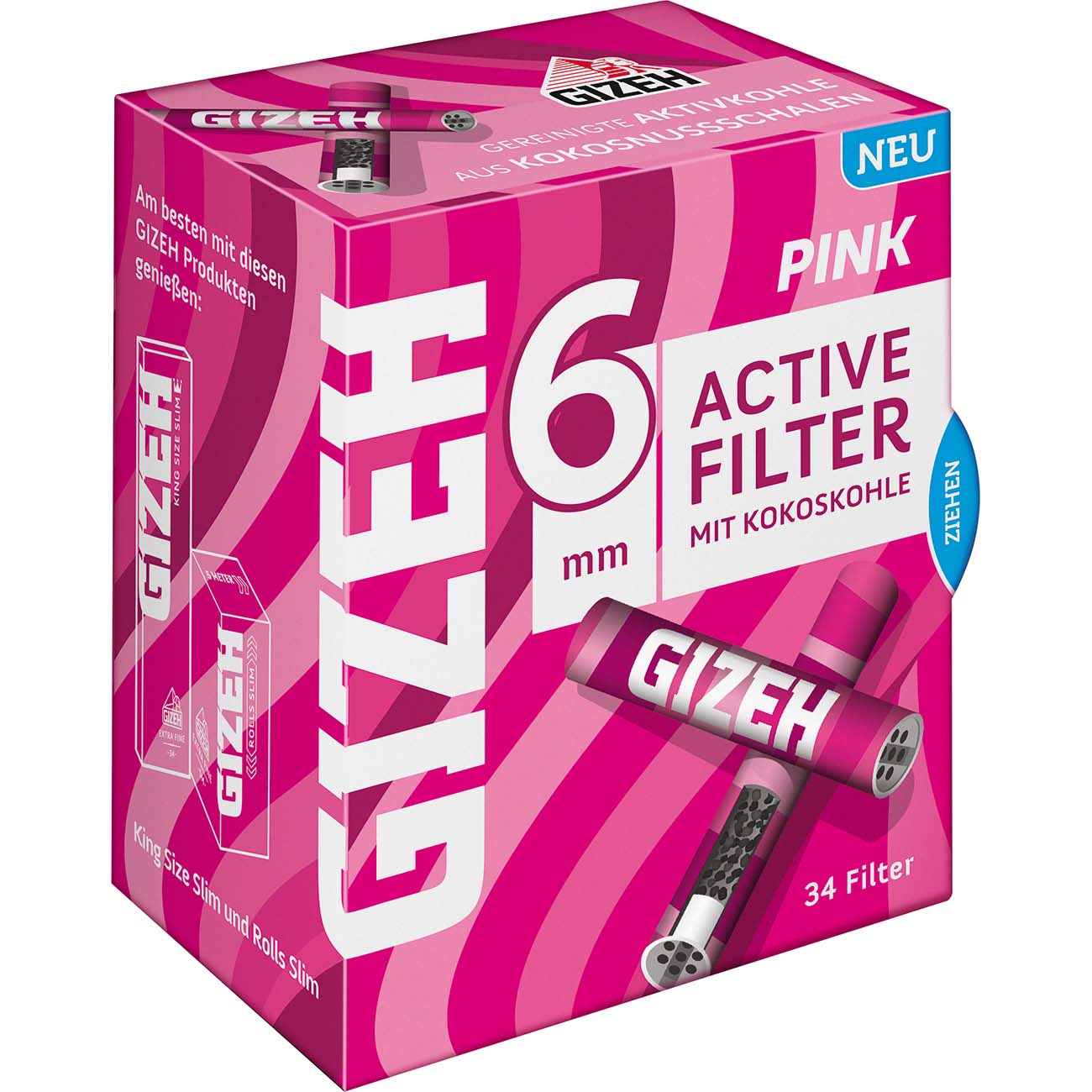 GIZEH PINK Active Filter mit Aktivkohle