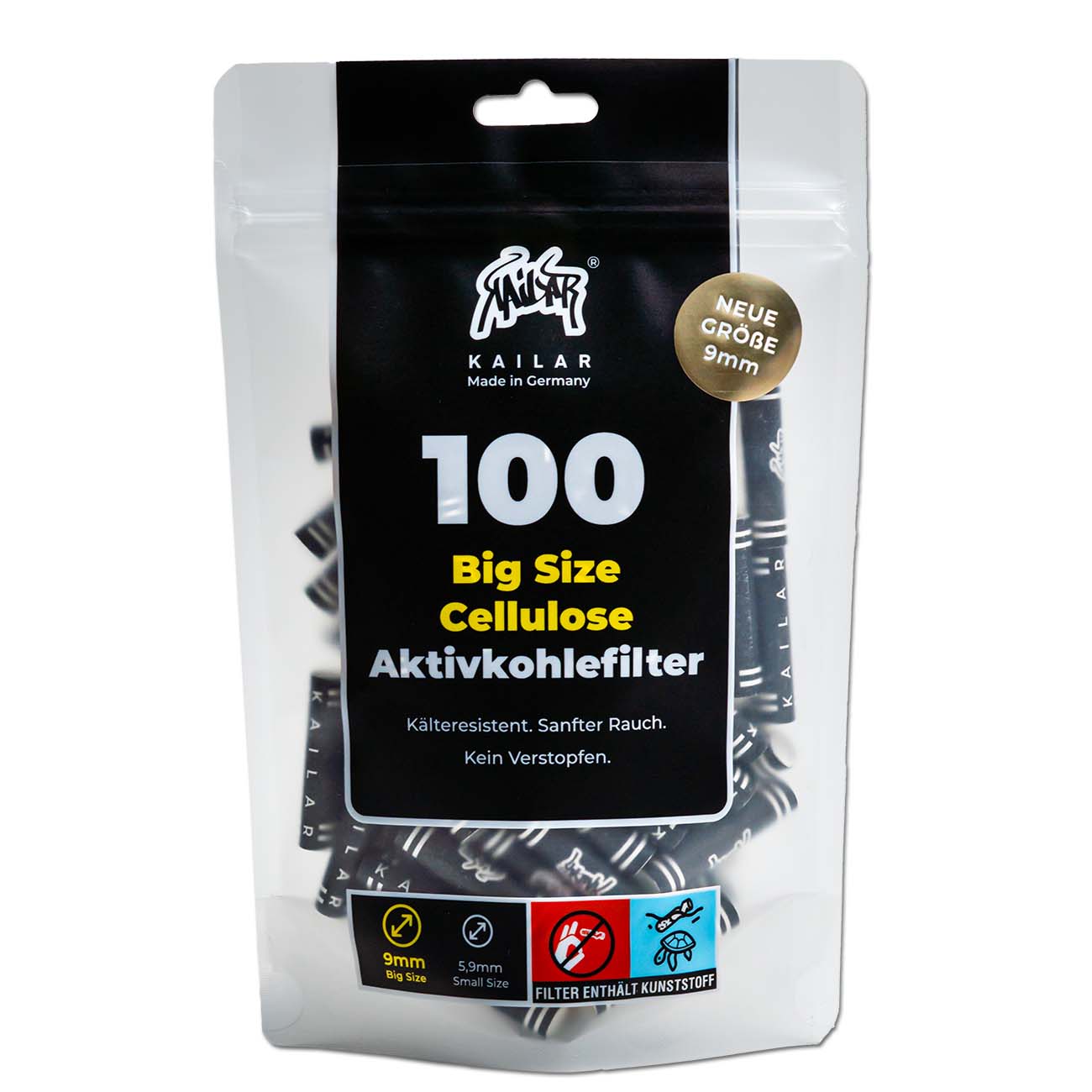 Kailar Aktivkohlefilter 9mm schwarz-weiß