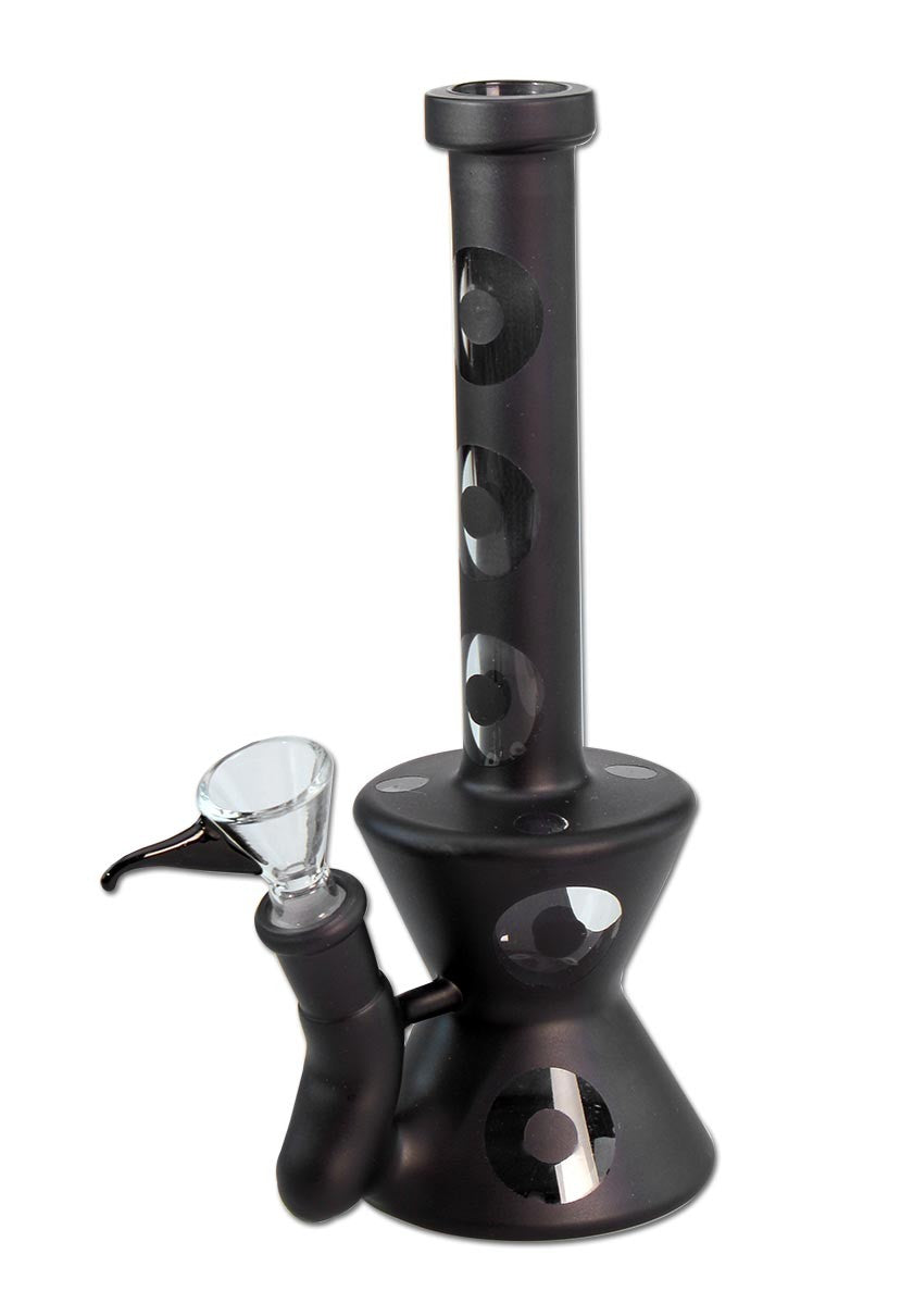 Glass bong with circles matt black