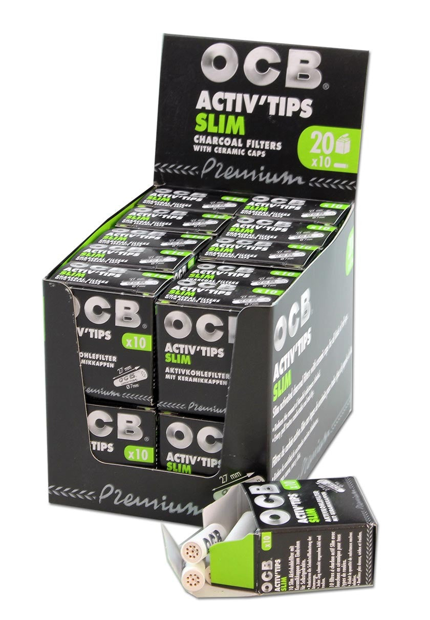 OCB Activ Tips Slim Aktivkohlefilter 10er Pack