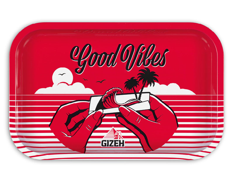 Gizeh Rolling Tray metal rotating base - Good Vibes