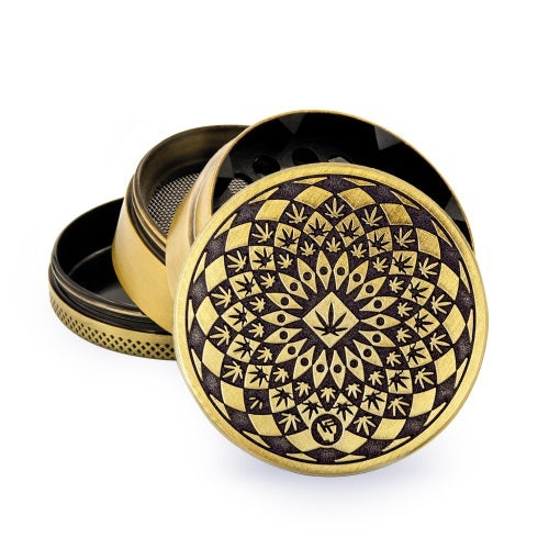 Metall-Grinder Leaf Pattern Gold