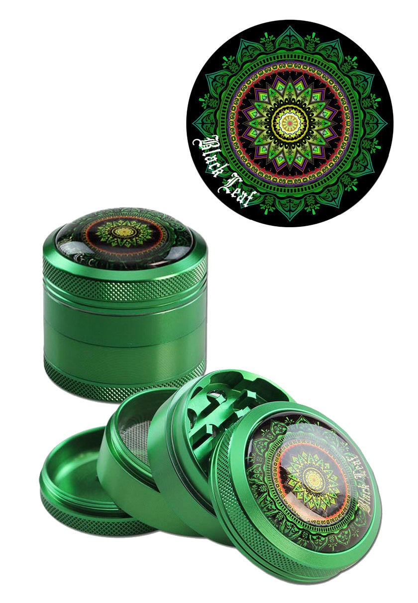 Black Leaf Mandala Alu-Grinder 4-tlg. Grün