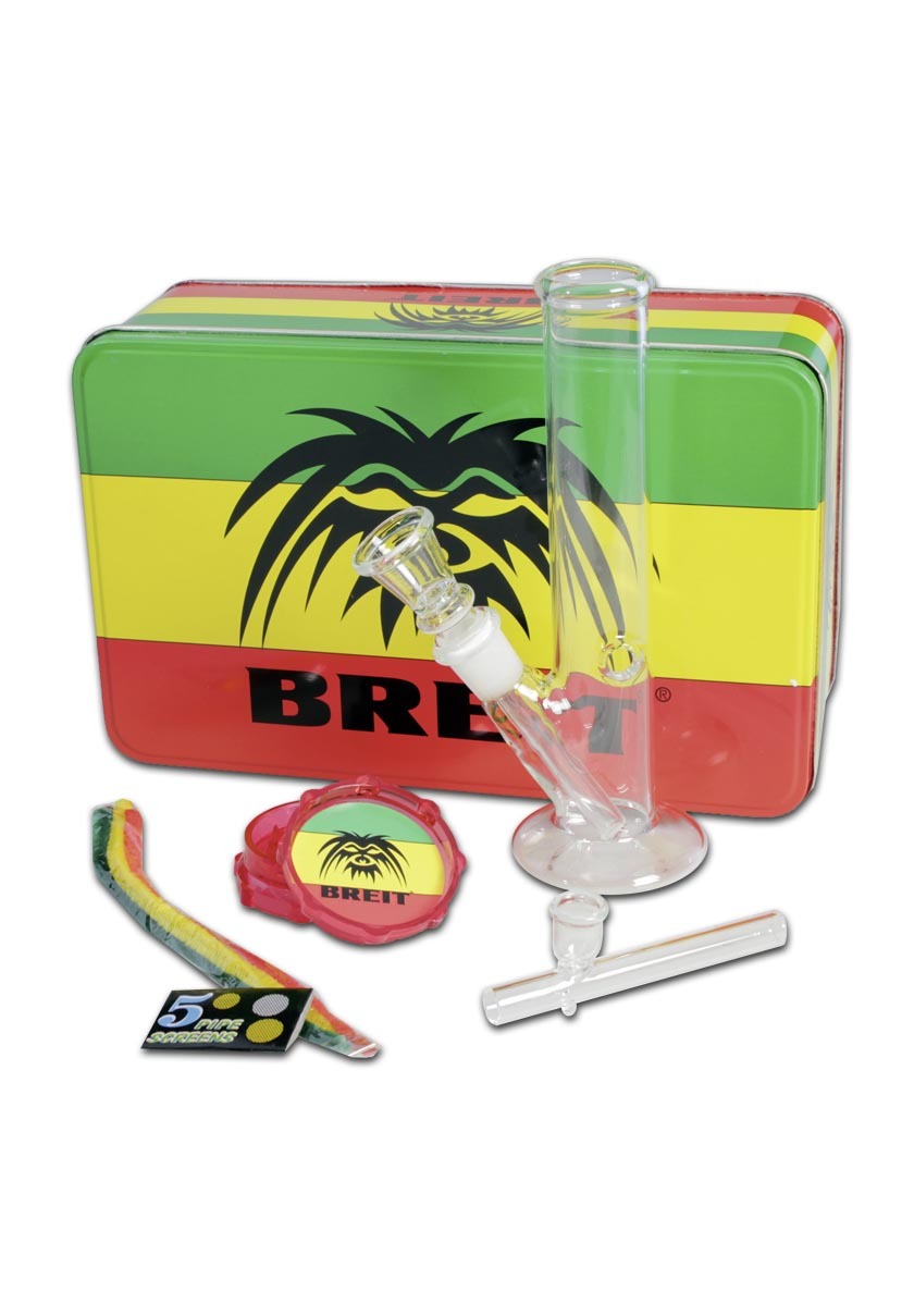 Breit Minibong Set mit Grinder und Glaskawumm