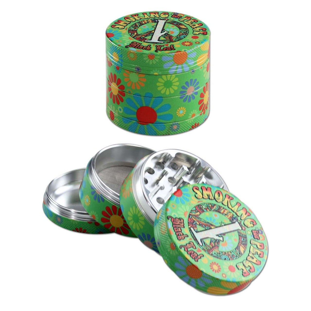 Black Leaf Smoking for Peace Aluminium Grinder 4-tlg.