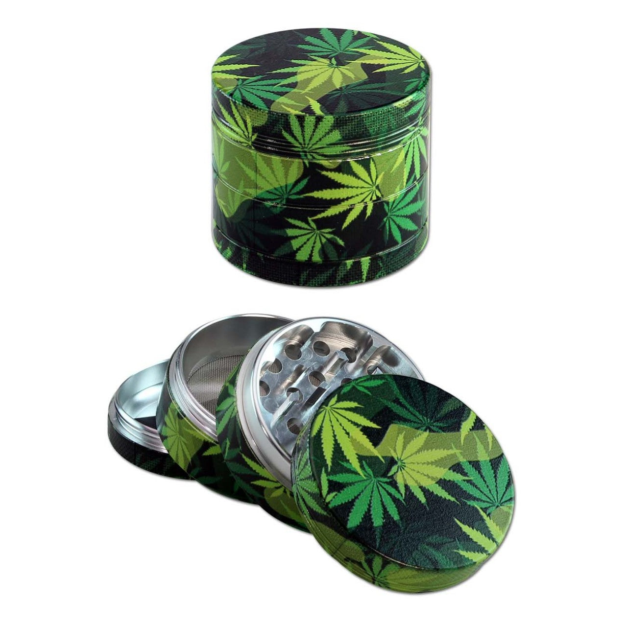 Black Leaf Camouflage Aluminium Grinder 4-tlg.