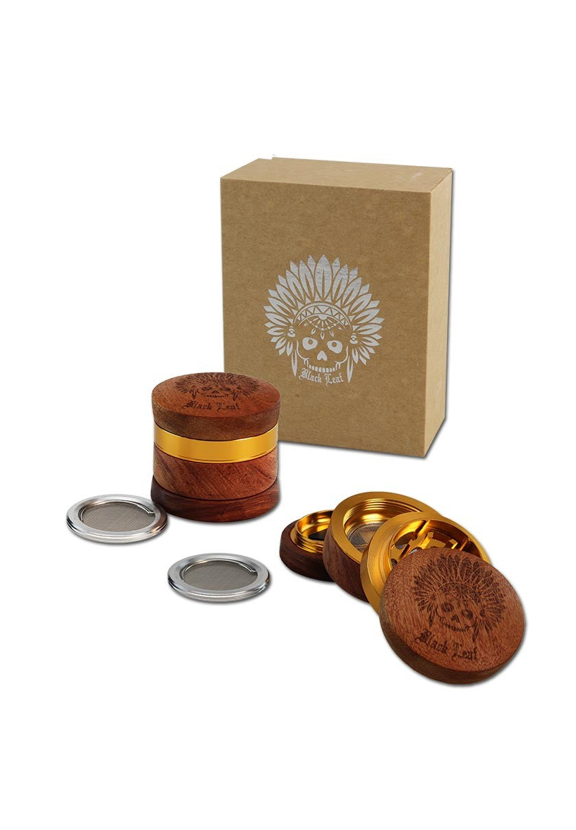 Black Leaf Indian aluminum/wood grinder 4-piece.