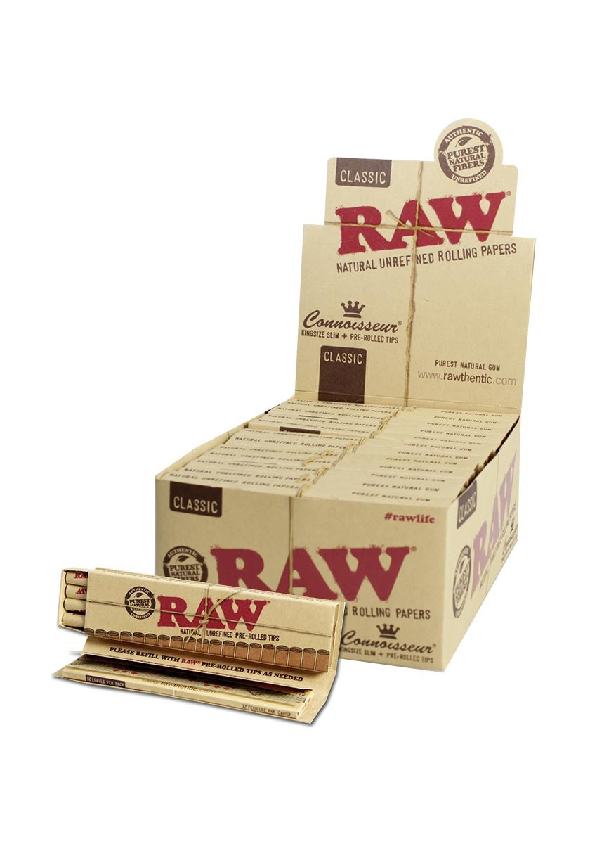 RAW Connoisseur Papers KS Slim+Tips vorgerollt