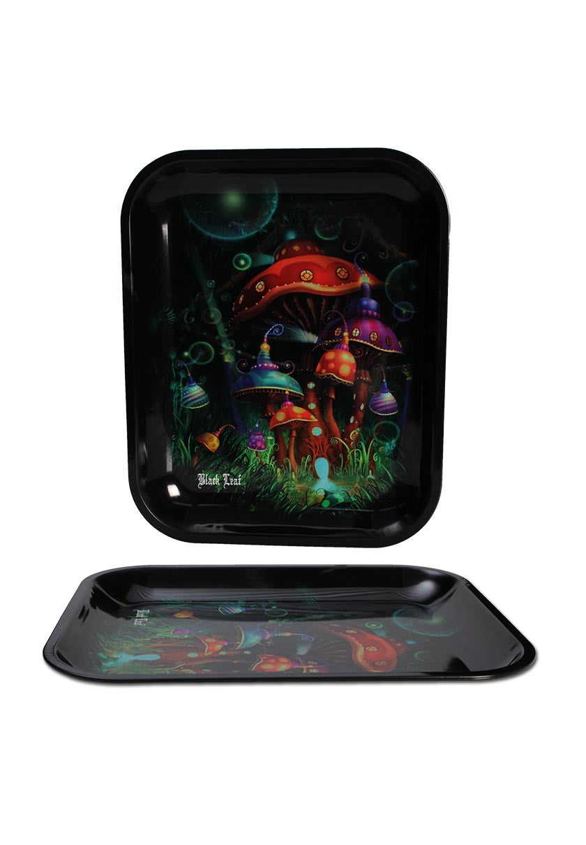 Black Leaf Rolling Tray Mushroom