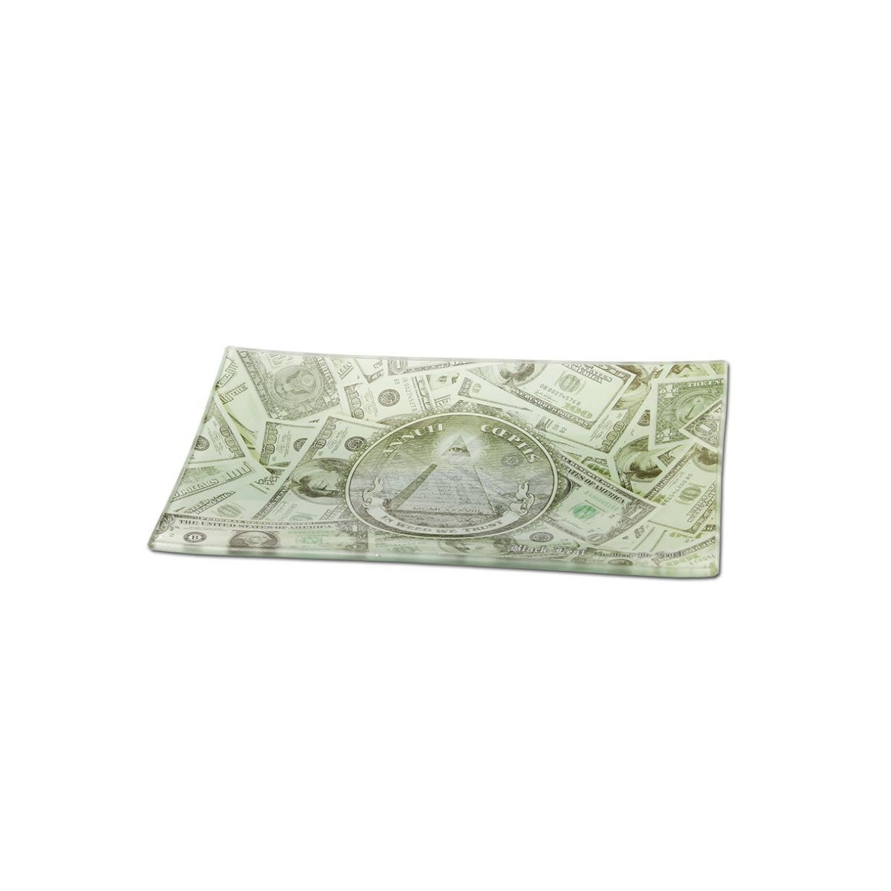 Black Leaf Glass Dollar Rolling Tray