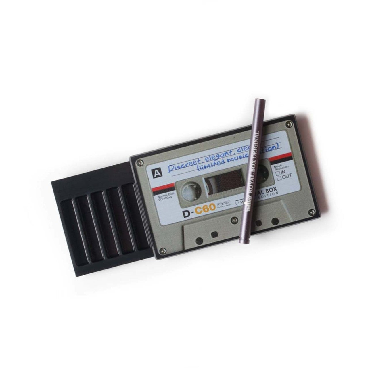 Royal Box music cassette snuff box + tube